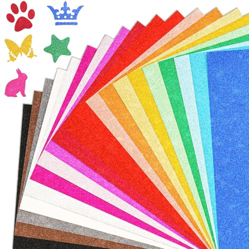 40 Sheets A4 Glitter Cardstock Paper,20 Colors 250gsm Sparkle Craft Paper(2 per Color), Non Shed Shiny Card for DIY Crafts, Scrapbook, Cricut, Party Decorations