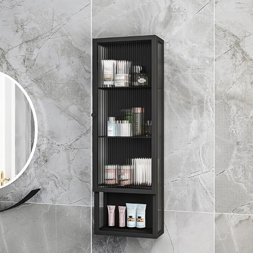 Armoire à pharmacie murale de salle de bain avec porte en verre et cadre en fer, armoire de maquillage et garde-manger pour salle de bain essentielle et fournitures de beauté