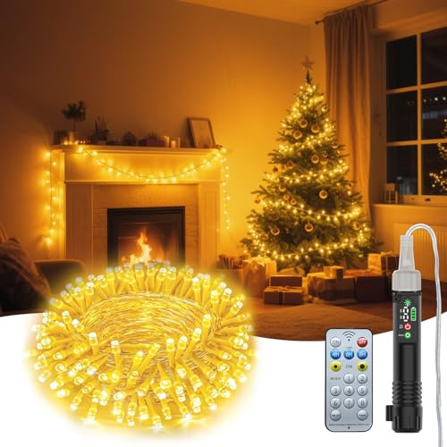 Electight Guirlande Lumineuse LED 10M Rechargeable avec Télécommande - 8 Modes Étanche IP44 | Décoration pour Jardin, Noël, Fête, Mariage | Blanc Chaud