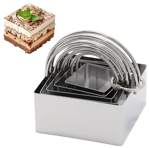 5 Stück Quadratische Ausstechformen, Keksausstecher Set, Edelstahl Ausstechformen, Plätzchen Ausstecher, für Keks Backen DIY Fondant Gebäckformen, 4 cm to 8 cm (5 Größen)