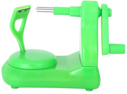 TOGEVAL Pelador de Frutas Manual de Inoxidable con Base Antideslizante Peladora Multifunción para Manzanas y Hortalizas Herramienta de Cocina Verde Resistente y Duradera
