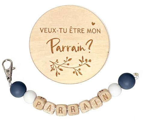 Cadeau Parrain Demande Porte-Clés Parrain Cadeau Merci Veux Tu Être Mon Parrain? Carte en bois, Idée pour Baptême Noël Communion Anniversaire
