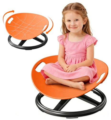Cioquli Chaise pivotante sensorielle pour enfants, carrousel, chaise pivotante à 360°, pour autisme, entraînement de coordination physique, autisme, jouet sensoriel pour garçons et filles, orange