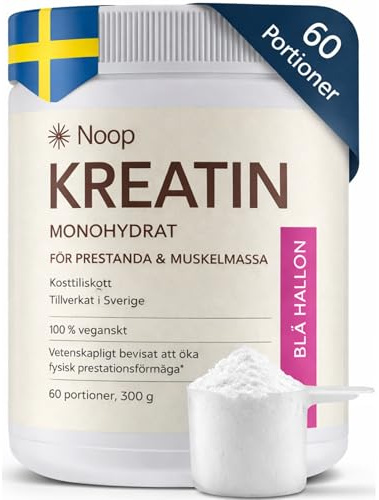 Noop Kreatinmonohydrat 300g Blue Raspberry - Mikroniserat Kreatinpulver för Styrka, Muskeluppbyggnad & Återhämtning - Veganskt, Glutenfritt Kosttillskott - Tillverkat i Sverige (Blue Raspberry)