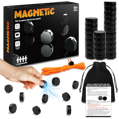 Magnetspiel, Magnetisches Schachspiel, 24 Stück Magnetsteine Spiel Brettspiel, Tragbares Magnet Schach Spielzeug, Reiseschach Magnetisch für Erwachsene Kinder Familienreisen und Spielparty