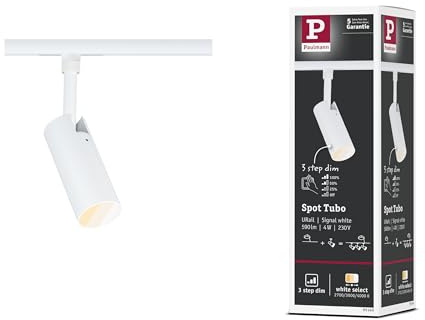 Paulmann URail Schienenspot 3-Step-Dim Tubo Einzelspot 320lm 4W 2700-4000K dimmbar 230V Signalweiß 93140