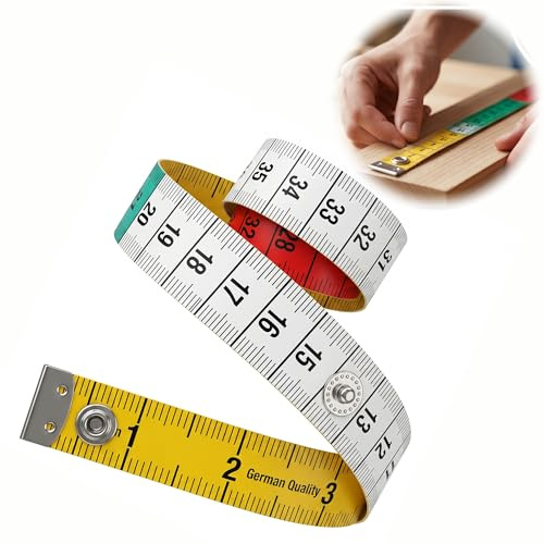 Mètre Ruban Couture 150 cm / 60 Pouces, 1 Pièce Ruban à Mesurer Coloré en Simili Cuir PU Souple 1,8 cm, Double Face avec Bouton Pression pour Corps Confection