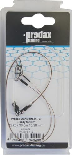 Predax Stahlvorfach 7x7 'Ready to Fish' 30cm - 2 Stahlvorfächer, Durchmesser/Tragkraft:0.36mm / 12kg Tragkraft