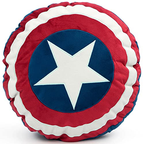 Jay Franco Marvel Avengers Captain America's Shield Shaped Decorative Pillow - Kids Super Soft Throw Plush Pillow - Measures 16 Inches (Official Marvel Product)