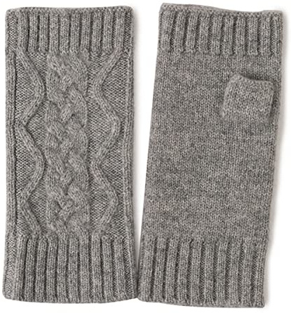 SQCOOL Guantes Sin Dedos de Puro Cachemir para Mujeres Hombres, Guantes Invierno de Medio Dedos para Muñeca Calentadores de Manos, Suave Cálido Manopla de Sin Dedos para Regalo Parejas Gray