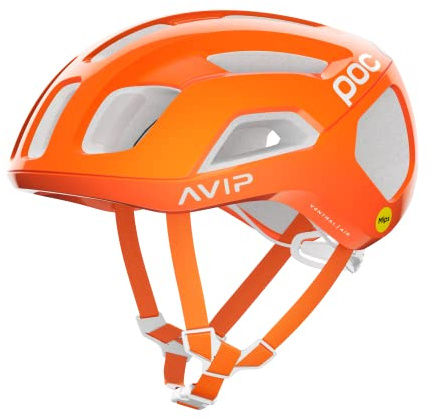 POC Ventral AIR MIPS Rennradhelm - Fahrradhelm mit präzisen Belüftungsöffnungen und integrierten Kanälen für einen kontrollierten Lufteintritt, Fluorescent Orange AVIP