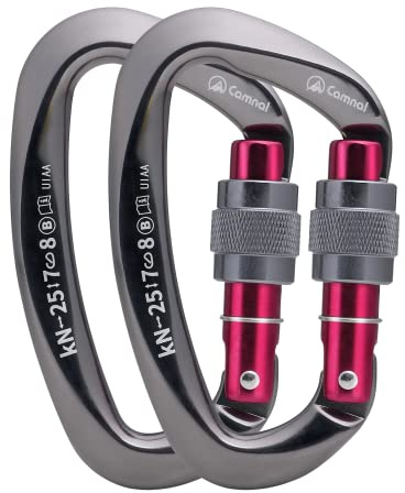 CAMNAL Heavy Duty Carabiner UIAA Certified Locking Carabiner 25KN (About 5620 lbs) Screw Lock Carabiner D Shape Carabiner Clip for Rock Climbing, Mountaineer, Aerial Work