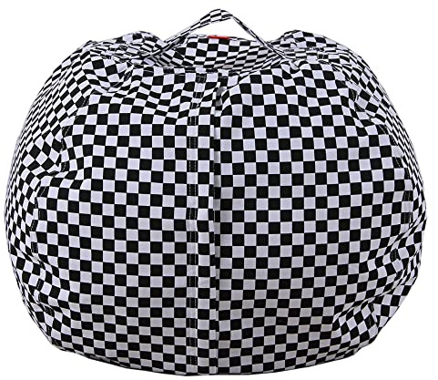 Highdi Cute Bean Bag No Filler, Gaming Beanbag Chair Cover for Adult Kids Without Filling Highback Comfortable Lazy Sofa Beanbag Soft Toy Storage Bean Bag Seat (26inch,Checkerboard)