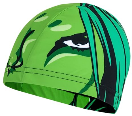 IMSPIRA Gorro Natacion Tela Nina Junior superheroe Verde Gorro Piscina Infantil Entrenamiento Club Gorros Piscina Divertidos Deporte acuatico Escuela Natacion aquagym Accesorios Regalo Comics