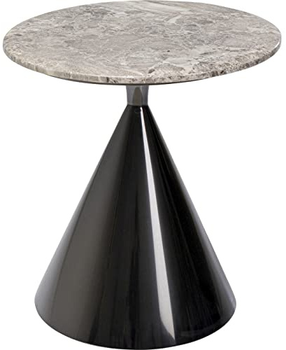 Kare Design Beistelltisch Rita, Schwarz, 50cm Durchmesser, Wohnzimmertisch, Couchtisch, rund, Kunstmarmor Tischplatte, Edelstahl Fuß, 53x50x50 cm (H/B/T)