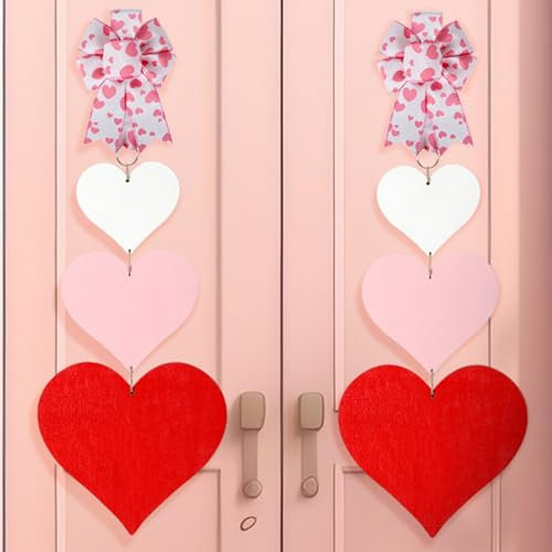 Suzile 2 Stück Valentinstag Herz Türhänger Holz Tür Dekor Valentine Schild Wandbehang Bretter Wandschild für Hochzeit Jahrestag Urlaub Zimmer Indoor Outdoor Fenster Dekoration