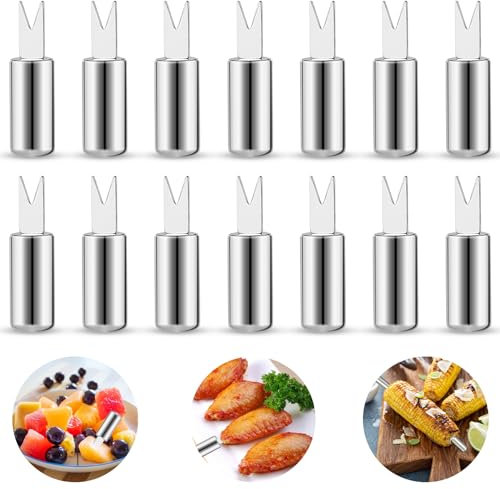 GZLCEU 20 pezzi di supporto per pannocchie di mais, in acciaio inox, per feste a casa, campeggio, barbecue, mais, frutta, hot dog e altri alimenti (62 × 18 mm)