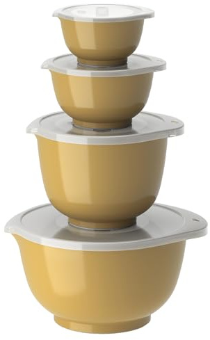 Rosti Margrethe Set de 4 Bols Mélangeurs en Plastique - 4 Couvercles Inclus - Saladiers Hermétiques - Saladiers Hermétiques - 0,25 litre, 0,5 litre, 1,5 litre et 3 litres, Curry