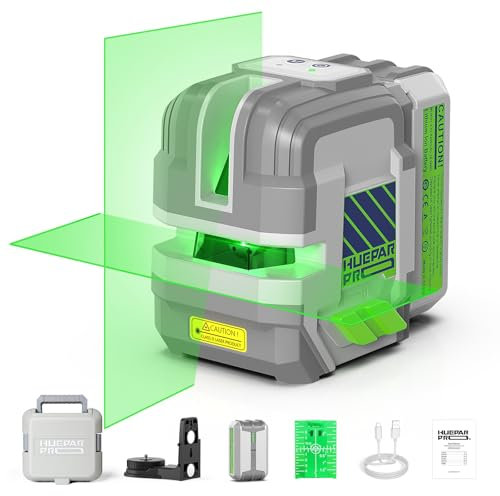 Huepar Pro Laser Level Self Leveling Rechargeable Laser Line Level with Pulse Mode for Outdoor, Switchable Line, with 360° Magnetic Base, for DIY, Construction, Floor Tiles, Decoration GK011SG