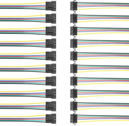GINTOOYUN 10 paia di cavi JST SM a 6 pin, 22 AWG, 6 pin, SM maschio/femmina, cavo elettrico per strisce LED, fan, giocattolo RC, ecc. (6,02 pollici) (6 pin)