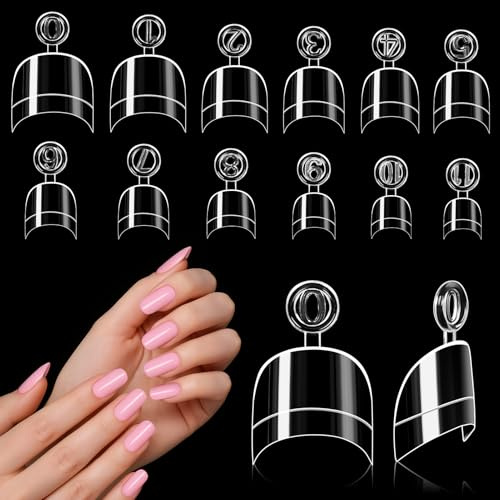 Kiiwah 240 Pièces Faux Ongles, 12 Tailles Capsules Ongles Gel Demi-Couvert Acrylique Artificiel False Nails Tips pour Débutant en Manucure, Prothésiste Ongulaire et Salons Nail Art à Domicile