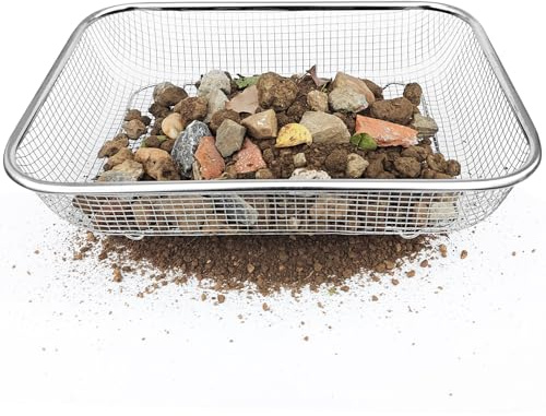 Gartensieb Edelstahl Erdsieb & Garten-Kompostsieb,Heavy Duty Gartensieb für Boden und Steine, Garten Rätsel perfekt für Gartenarbeit, Ideales Sieb zum Sieben und Filtern Kompost,Erde und Sand