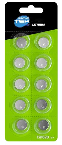 SIMPLETEK - 10 piles au lithium CR1620 3 V 70 mAh format rond bouton pour appareils électroniques, télécommandes, sauvegarde mémoire