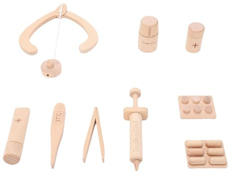 Kit de Médecin en Bois, Ensemble de Jeu Médical,Apprendre Les Soins, Cadeau Éducatif, Simulateur de Santé, Jeu Éducatif pour Enfants, Enseignement des Soins, Diversité des Scènes de Jeu