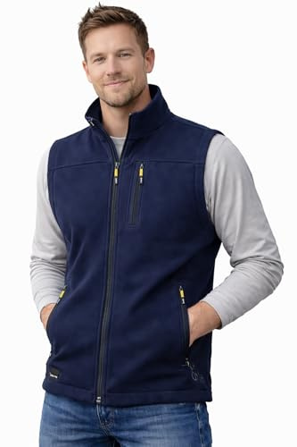 Men’s Softshell Gilet Sleeveless Jacket Fleece Lined Lightweight Windproof Bodywarmer with Full Zip Pockets Warm Outdoor Work Vest for Hiking Walking Trekking Camping Casual Everyday Wear