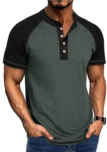 Halfword T Shirt Uomo Henley Maniche Corte Estate