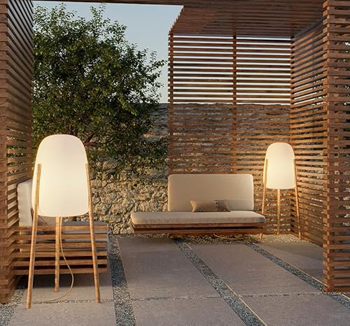 Lampadaire trepied Moovere 145cm lampe in&out extérieur/intérieur par câble en jute