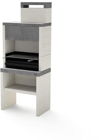 TUOZI - Einbaugrill für Holz und Holzkohle Modell PLAN 1 MAX (Grau/Weiß - 78 x 47 x 192 cm) REF: 8041 - Für den Außenbereich