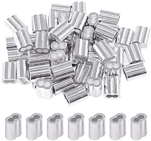 Glarks - Manicotti in alluminio per funi metalliche, 200 pezzi, 5/64 ''(2 mm) per funi metalliche e estremità per cavi (5/64 ''-200 pezzi)