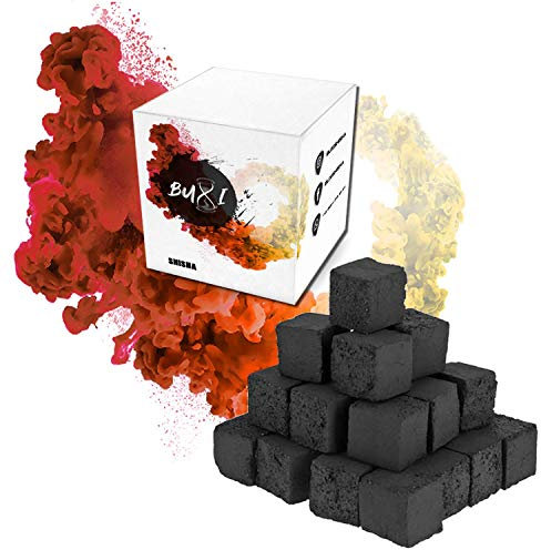 BUXI Shisha Charcoal 3 kg – Coconut – Natural Charcoal up to 120 Minutes Burning Time – High Quality Coconut Coal Briquettes for Hookah & Grill – Shisha Cubes Coals & Charcoal with Long Burning Time