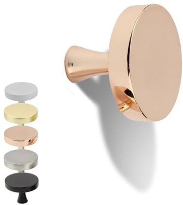Natural Goods Berlin Möbelgriffe rund KREISEL 10 Stück Roségold glänzend/Möbelknöpfe mit ⌀31mm / Schrankknöpfe passend für 15-22mm Türstärken/Griffe für Küchenschränke, Kommoden, Sideboard etc.