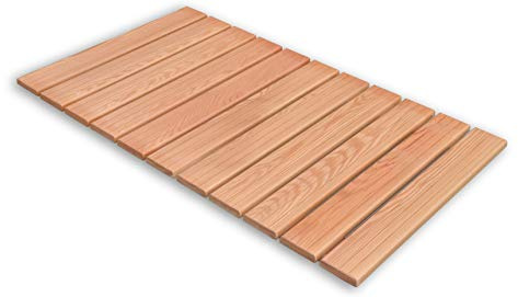 Castelmerlino Caillebotis de douche Mélèze avec latte confort 103x58 cm pour assiettes 120x70 cm