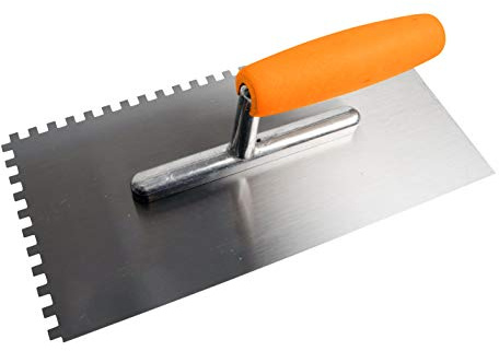 Work>it® Spatola Dentata 6 mm – 280 × 130 mm – Distanza Dentatura 6 mm – Lama in Acciaio al Carbonio con Manico in Legno – Arancione/Nero