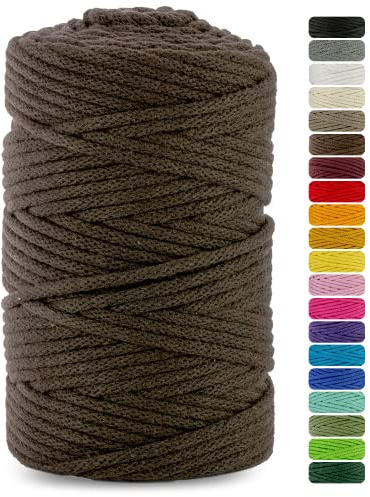 Netuno 1x Flechtkordel 5mm Dunkelbraun 100m für DIY-Deko & Blumenampeln | Kordel mit Naturkern · weich & hautfreundlich – für Puffs, Handtaschen, Schlüsselanhänger & Untersetzer