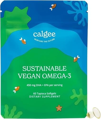 Calgee Vegan Omega 3 Supplement, 450mg DHA & EPA Fatty Acids from Algae Oil, Plant-Based Fish Oil Alternative, Carrageenan-Free Softgels, Non-GMO, 60 Count