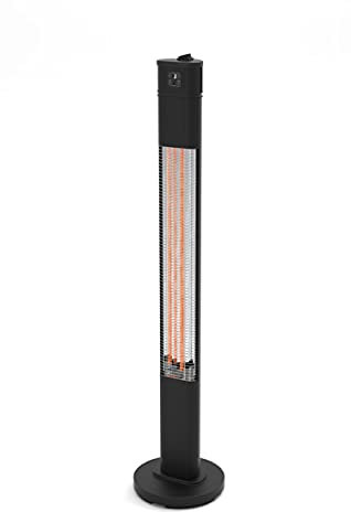 Devola Platinum Portable Electric Patio Heater 2000W | IP65 Waterproof Halogen Infrared Heater | Remote Control & Timer | 3 Heat Settings (650/1300/2000W) | Carbon Fibre Elements, Black (DVPH20PFSB)