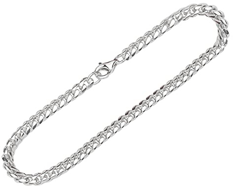 NKlaus Armband 925 Sterling Silber 19cm Panzerkette oval geschliffen Herren Armkette 12332