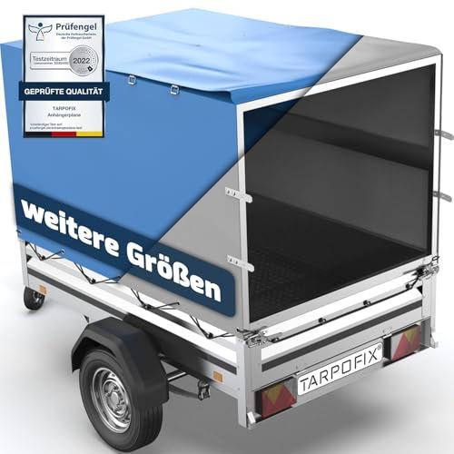 Tarpofix® Bâche de remorque Haute 208 x 114 x 90 cm & Corde de bâche - Bâche de remorque Durable PVC Robuste - Bâche de Couverture idéale pour Divers modèles de remorques de 750kg