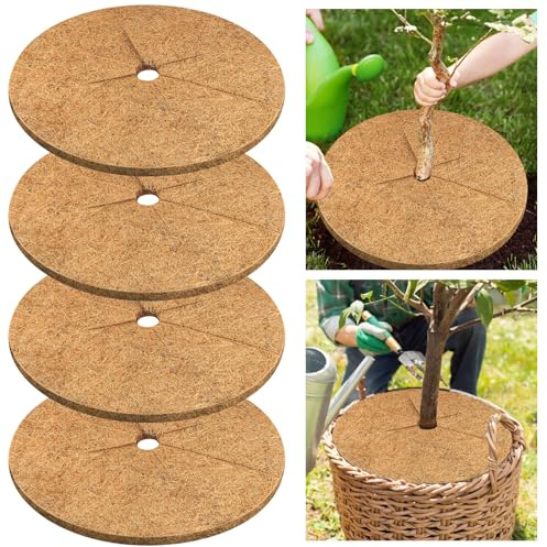 Legigo Kokosmatte Rund 75 cm, 4 Stück Kokosmatten für Pflanzen | Mulchscheiben aus Kokosfaser als Topfabdeckung, Rindenmulch-Alternative für Blumentöpfe, Kübel, Winter- und Unkrautschutz