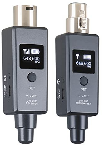 VBESTLIFE 470-960 MHz Funkmikrofon-Adapter Eingebaute Dual-Antennen, Wiederaufladbares Funkmikrofon XLR-Sender-Empfänger für Tonmischer