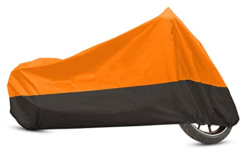 uxcell Motorcycle Cover Motorbike Full Cover Outdoor Waterproof Rain Dust Protector 190T XXXL Orange Black for Harley Touring for Honda CB CBR for BMW R1200GS S1000RR