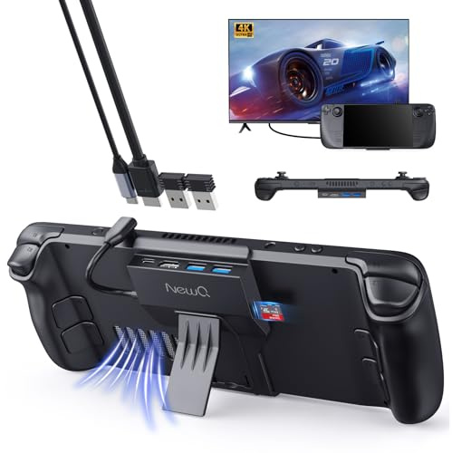 Tragbares Steam Deck/Steam Deck OLED Dock : NewQ 5-in-1 USB C Dock mit TF-Kartensteckplatz, HDMI 2.0 4K@60Hz Display, 2*USB-A 3.0, Typ C PD 100W Max, Standfuß Zubehör, andere USB-C Geräte und PC