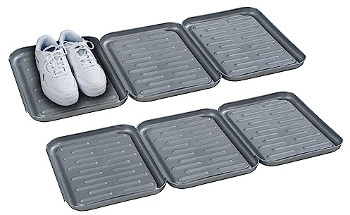 Home4You Schuhabtropfschale 6er Set - je 27 x 35 cm - Kunststoff - Grau - Schuhwanne mit erhöhtem Rand - Schuhablage Schuhtablett Abtropfschale