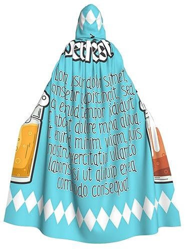 ZORIN Cape à capuche Costumes d'Halloween 59 Robe avec capuche Oktoberfest Chope de bière Plaid Unisexe Déguisement Capes pour Halloween Noël Cosplay Party