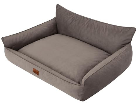 DOGGY Hundebett Haustierbett Hundeliege Kissen Liegen Hundekissen Bett Sofa Hundematratze Tierbett Hundesofa Matratze, Braun Fancy, XXL - 106 x 80 cm