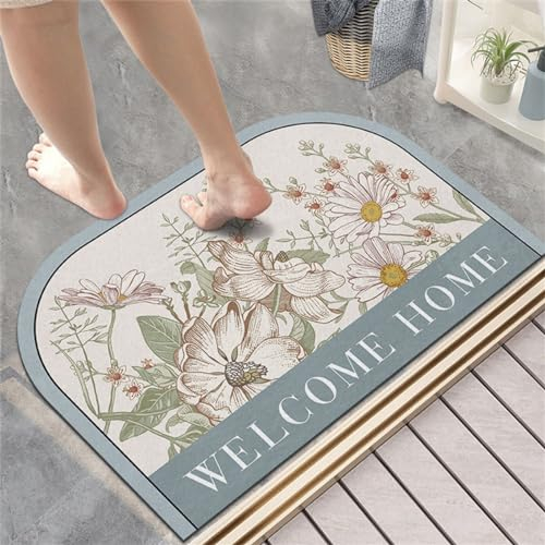 Badezimmerteppich, Badematte, FußMatte, Badteppich 100x160cm, Badvorleger, Badematte Badteppich Badvorleger Rutschfest Waschbar, Teppich Badezimmer Teppiche, Bathroom Mat, Bath Mat, Badematten, Blume